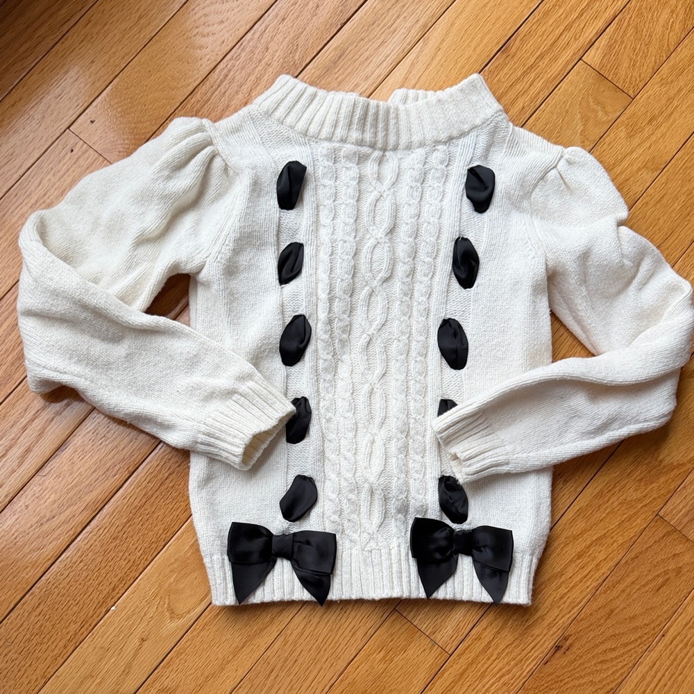 Janie and Jack White Sweater with Black Bows